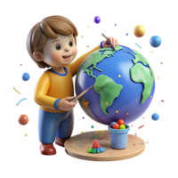 elegant modern Child Drawing Picture of Earth Isolated Element png