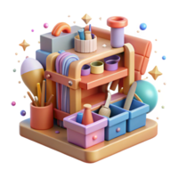 elegant abstract Community Tool Library with Shared Equipment Isolated original png