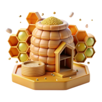 beautiful classic Beehive in Orchard Transparent Background Honeycomb Detail authentic png
