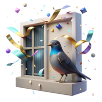 impressive artistic Bird Perched Building Window Transparent Background premium png