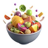 beautiful rustic Colorful Fruit Salad in a Bowl Isolated authentic png