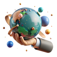 beautiful modern Globe in Hand Realistic Shadow Transparent Background exclusive png