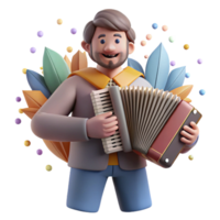 stunning creative Accordion Player Front View Isolated Cutout authentic png