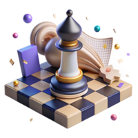wonderful minimalist Chess Piece Knight on Checkered Board with Transparent Background authentic png