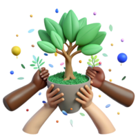 extraordinary rustic Diverse Hands Planting Tree Sapling Transparent Background professional png