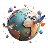 wonderful classic Globe with Flying Birds Transparent Background authentic png