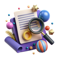 wonderful traditional Document Review Magnifying Glass and Paper Cutout exclusive png