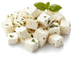 Cubed feta cheese seasoned with herbs and spices. png