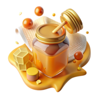 extraordinary vintage Glass Jar with Honey and Dipper Transparent Background high quality png
