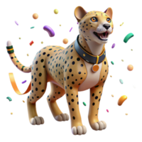 impressive traditional Digital Illustration of Ai Tracking Collar on Cheetah Isolated Cutout high resolution png