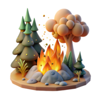 impressive minimalist Forest Fire From Climate Change Isolated authentic png