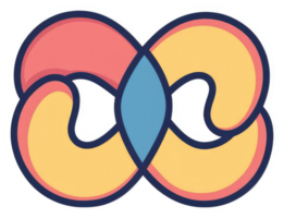 A stylized infinity symbol with overlapping, flowing shapes in pastel colors. png