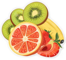 uma vibrante exibição do fatiado kiwi, toranja, banana, e morangos. png