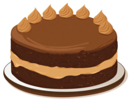 A delicious chocolate cake with caramel frosting. png