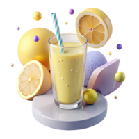 dramatic rustic Glass of Lemonade with Lemon Slice Isolated authentic png