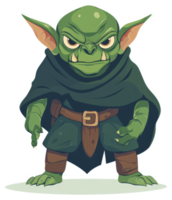 A fierce-looking green orc character with pointed ears and a dark cloak. png