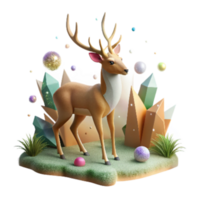 serene abstract Deer Grazing in Meadow Soft Lighting Isolated detailed png
