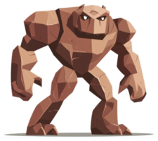 A formidable stone giant, composed of rough, textured rock. png