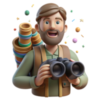 impressive artistic Conservationist Holding Binoculars Cutout high quality png