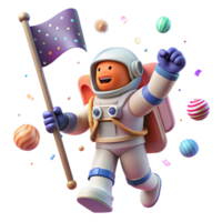 stunning rustic Astronaut Waving Flag Isolated with Patriotic Symbol exclusive png
