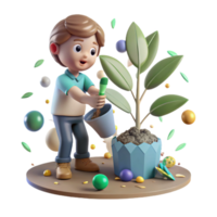beautiful minimalist Child Planting Tree Sapling Cutout Transparent Background high resolution png