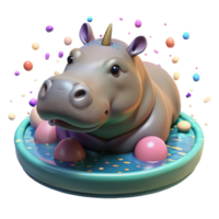 serene traditional Endangered Hippopotamus Submerged in Zoo Pool Isolated professional png