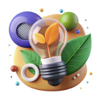 extraordinary artistic Environmental Awareness Icon with Lightbulb and Leaf Isolated professional png