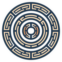 A circular, intricate maze pattern design with concentric circles. png