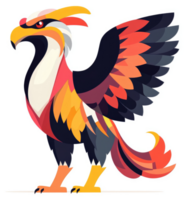 A vibrant illustration of a mythical phoenix-like creature. png
