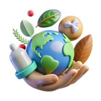 impressive creative Environmental Responsibility Icon with Hand and Globe Isolated authentic png