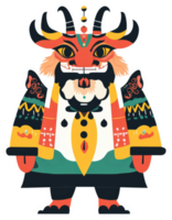 A stylized, colorful depiction of a mythical chinese lion guardian figure. png