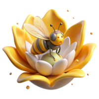 impressive traditional Bee on Flower Pollinating Yellow Pollen Transparent Element high quality png