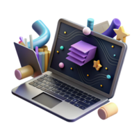 stunning contemporary Coding on Laptop Dark Mode Screen Isolated high resolution png