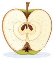 A cross-section view of a juicy apple displaying its core and flesh. png