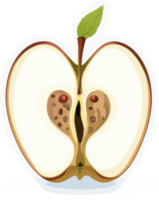 A cross-section of a ripe apple showcasing its core. png