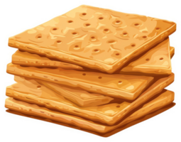 A stack of golden-brown graham crackers, perfect for a sweet treat. png