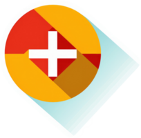 A circular design featuring a plus sign and a combination of red, yellow, and orange colors. png