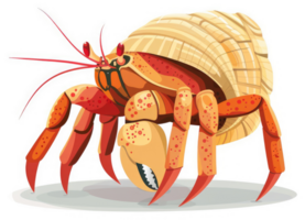 A colorful illustration of a hermit crab. png