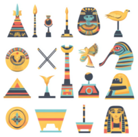 A collection of colorful egyptian artifacts and symbols. png