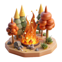 impressive vintage Deforestation Scene Burning Trees Transparent Background Warm Tones authentic png