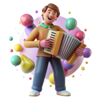 extraordinary minimalist Accordion Player Dynamic Pose Bright Lighting Isolated high resolution png
