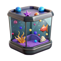 impressive minimalist Dimly Lit Fish Tank Isolated Dark Background detailed png