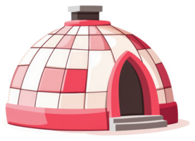 A charming, tiled, dome-shaped structure with a pointed arch doorway. png