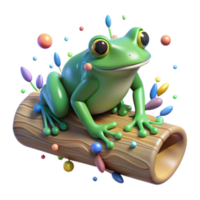 impressive abstract Frog on a Log Cutout Isolated with Shadows high resolution png