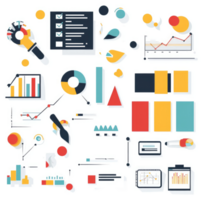 A colorful representation of various data visualization tools and methods. png