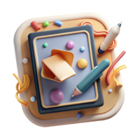 extraordinary minimalist Educational Technology Icon Tablet and Stylus Isolated exclusive png