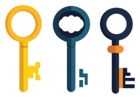 Three different keys representing access to various resources. png