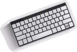 uma Careca Visão do uma moderno, luz cinzento computador teclado. png