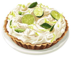 A delicious lime meringue pie with fresh lime slices. png