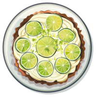A delectable lime tart with a creamy topping. png